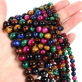 Multicolor Tiger Eye Round Stone Beads for Jewelry Making DIY Bracelet