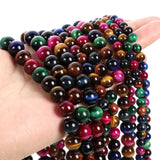Multicolor Tiger Eye Round Stone Beads for Jewelry Making DIY Bracelet