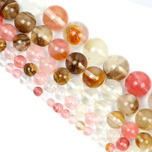 Watermelon Quartz Round Loose Spacer Beads for Jewelry Making DIY Bracelets
