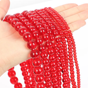 Red Glass Round Loose Beads 4/6/8/10/12MM