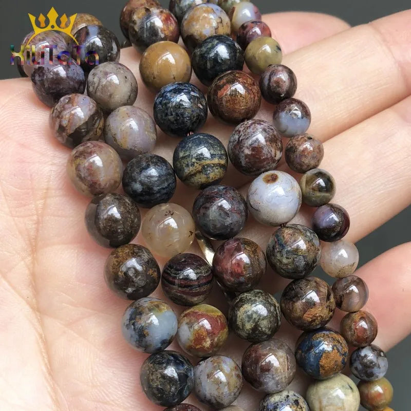 Smooth Round Pietersite Stone Beads DIY Jewelry Making 7.5'' 6/8/10/12mm