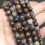 Smooth Round Pietersite Stone Beads DIY Jewelry Making 7.5'' 6/8/10/12mm