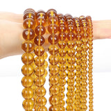Yellow Brown Glass Round Beads for DIY Jewelry Making 4/6/8/10/12MM