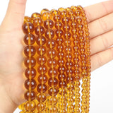 Yellow Brown Glass Round Beads for DIY Jewelry Making 4/6/8/10/12MM