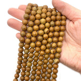 Yellow Wood Grain Natural Stone Beads 6-10mm