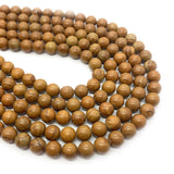 Yellow Wood Grain Natural Stone Beads 6-10mm