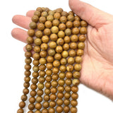 Yellow Wood Grain Natural Stone Beads 6-10mm