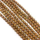 Yellow Wood Grain Natural Stone Beads 6-10mm