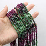 Square Cube Ruby Sapphire Faceted Loose Bead 14''