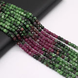 Square Cube Ruby Sapphire Faceted Loose Bead 14''