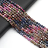 Square Cube Ruby Sapphire Faceted Loose Bead 14''