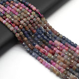 Square Ruby Sapphire Faceted Beads for Jewelry Making - Natural Stone Beads