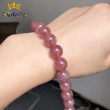 Strawberry Quartz Round Stone Beads for DIY Bracelet 7.5inches