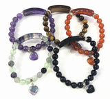 Tiger Eye Stone Bracelet Heart Shape Fitting Silver Women Men Jewelry