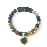 Tiger Eye Stone Bracelet Heart Shape Fitting Silver Women Men Jewelry