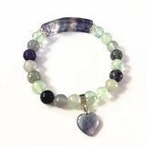 Tiger Eye Stone Bracelet Heart Shape Fitting Silver Women Men Jewelry