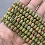 Unakite Floriated Rondelle Stone Beads for Jewelry Making 15''