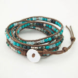 5-Layer Natural Stone Beads Wrap Bracelet Faceted Crystal Alloy Jewelry