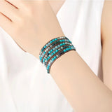 5-Layer Natural Stone Beads Wrap Bracelet Faceted Crystal Alloy Jewelry