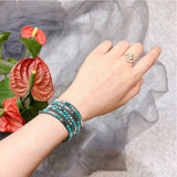 5-Layer Natural Stone Beads Wrap Bracelet Faceted Crystal Alloy Jewelry