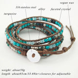 5-Layer Natural Stone Beads Wrap Bracelet Faceted Crystal Alloy Jewelry