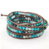 5-Layer Natural Stone Beads Wrap Bracelet Faceted Crystal Alloy Jewelry
