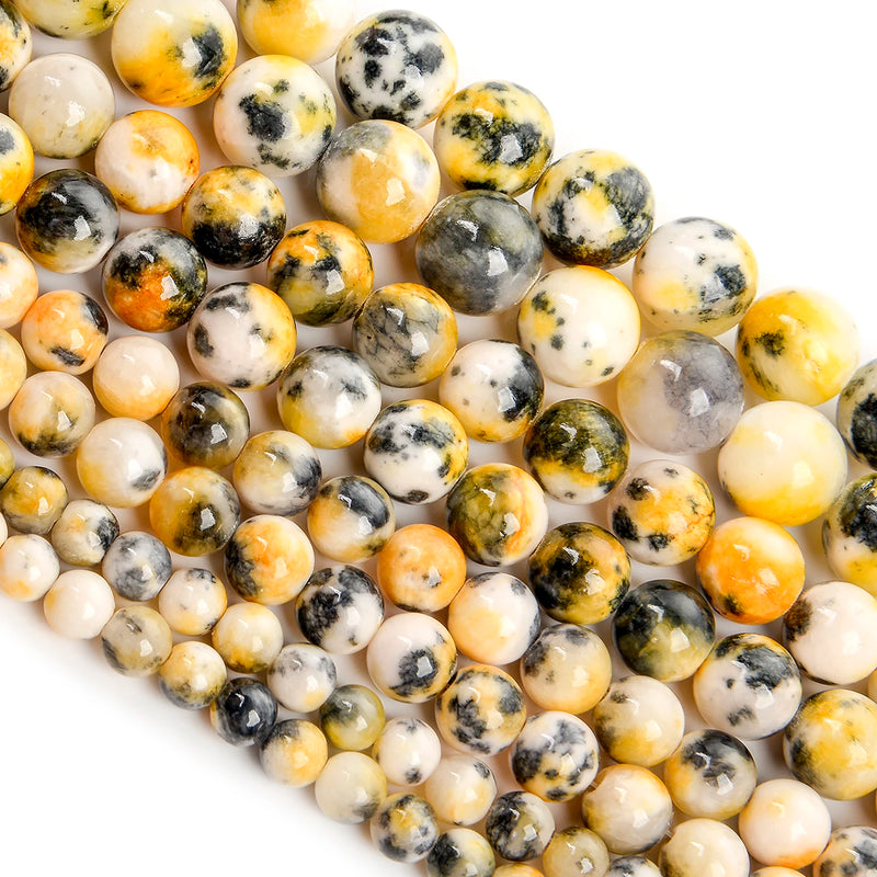 Yellow Persian Jade Round Loose Spacer Beads for Jewelry Making DIY 6-12mm