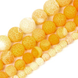 Yellow Frosted Crack Agate Round Loose Beads 4-12mm