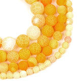 Yellow Frosted Crack Agate Round Loose Beads 4-12mm