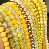 Yellow Jades Agates Hematite Round Loose Beads for Jewelry Making
