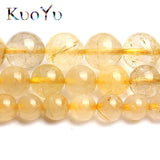 Yellow Rutilated Quartz Round Beads 15strand 6/8/10mm DIY Jewelry Making