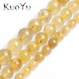 Yellow Rutilated Quartz Round Beads 15strand 6/8/10mm DIY Jewelry Making