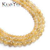 Yellow Rutilated Quartz Round Beads 15strand 6/8/10mm DIY Jewelry Making