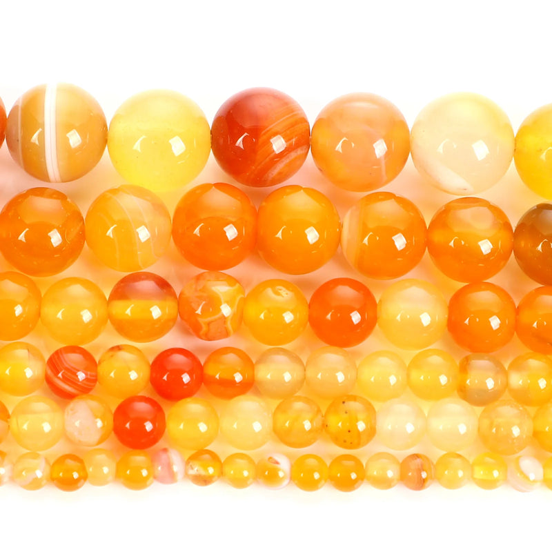 Yellow Striped Agate Natural Stone Beads 4-12 MM