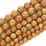 Yellow Wood Grain Charm Round Stone Beads DIY Bracelet