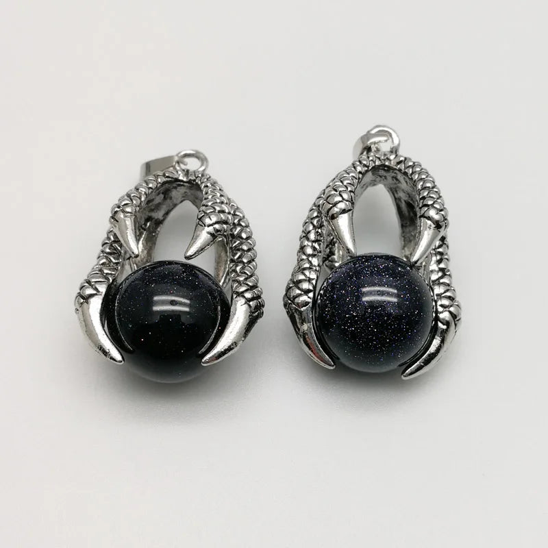 16mm Sand Round Ball Dragon Claw Wrap Pendants - Set of 12