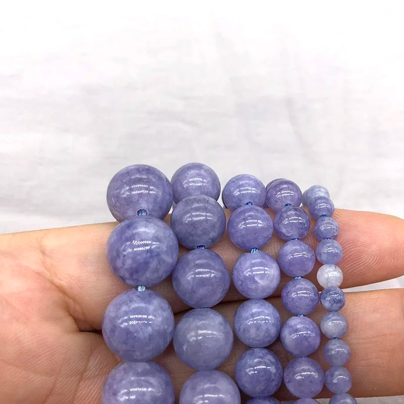 Natural Stone Beads Amethysts Purple Crystal Round Loose Beads Bracelet