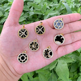 Agate Pendant Charms Brass Plated CZ 17x19mm Necklace DIY