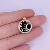 Agate Pendant Charms Brass Plated CZ 17x19mm Necklace DIY