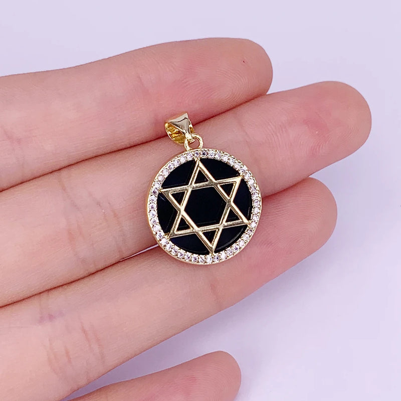 Agate Pendant Charms Brass Plated CZ 17x19mm Necklace DIY