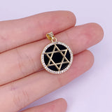 Agate Pendant Charms Brass Plated CZ 17x19mm Necklace DIY