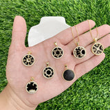 Agate Pendant Charms Brass Plated CZ 17x19mm Necklace DIY