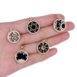 Agate Pendant Charms Brass Plated CZ 17x19mm Necklace DIY