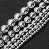 Hematite Beads 2-12mm Silver Plated Round Loose Beads for Jewellery Making