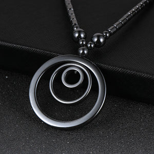 Hematite Circle Pendant Necklace 18" Fashion Women Choker Chain Jewelry