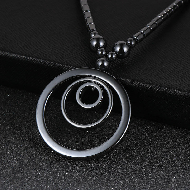 Hematite Circle Pendant Necklace 18" Fashion Women Choker Chain Jewelry