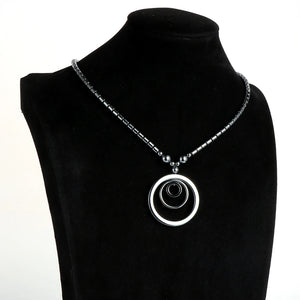 Hematite Circle Pendant Necklace 18" Fashion Women Choker Chain Jewelry