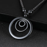 Hematite Circle Pendant Necklace 18" Fashion Women Choker Chain Jewelry