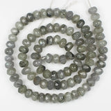 Black Labradorite Faceted Rondelle Beads 15inch