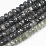 Black Labradorite Faceted Rondelle Beads 15inch